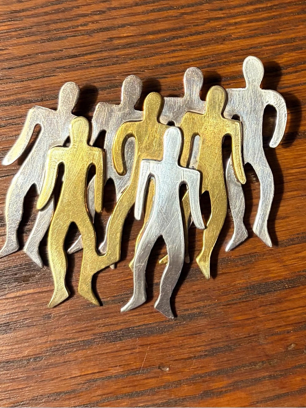 Mexican Modernist Two Tone People Brooch .925